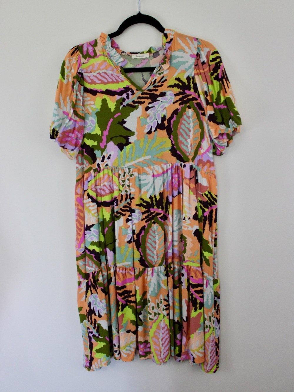 Les Amis Multicolor Abstract Floral Tiered Midi Dress Size Small